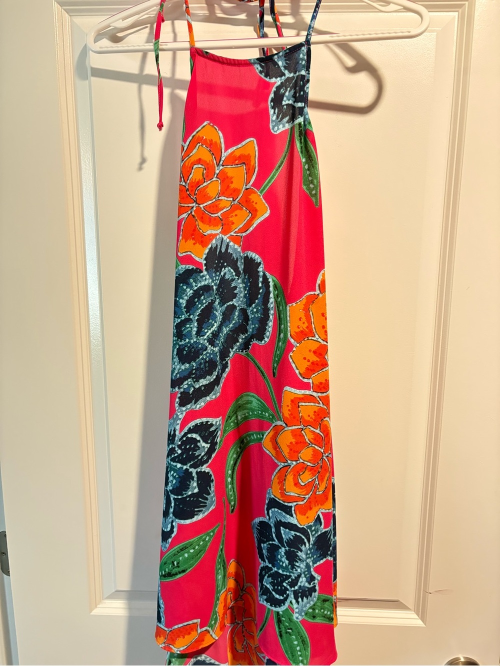 Show Me Your MuMu Pink Maxi Dress with Orange and Green Floral Print